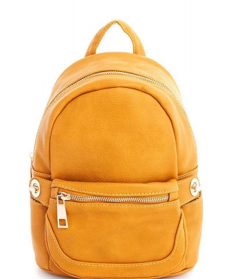 Cute Chic Backpack with Detachable Front Waist Bag WU1095 MUSTARD